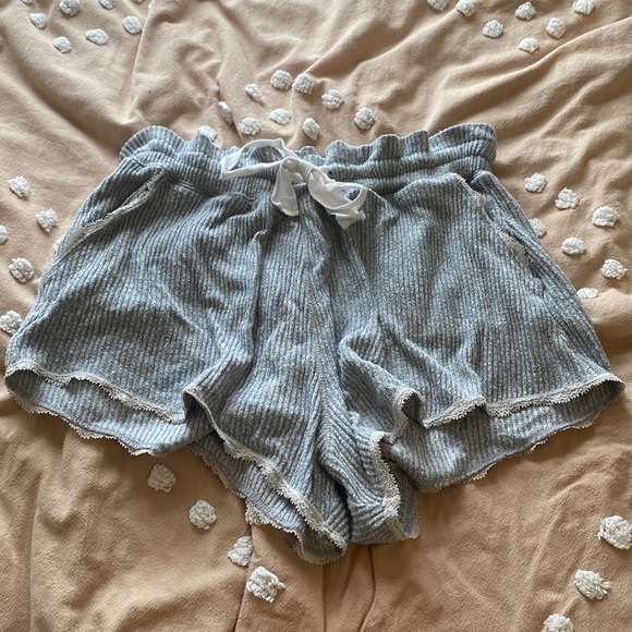 Abercrombie & Fitch Other - Abercrombie Grey Waffle Knit Pajama Shorts with Lace Trim